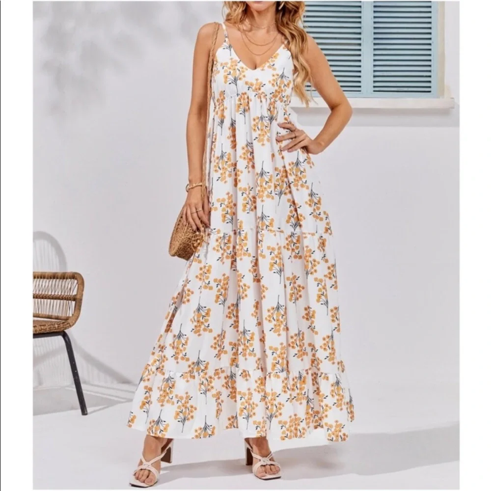 Bohemian Floral Print Cottagecore Maxi Dress - Picture 3 of 6